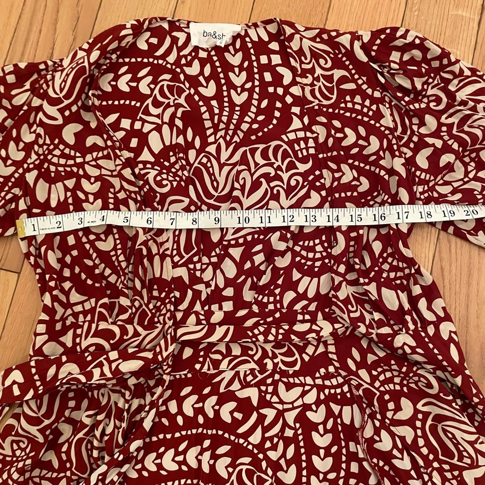 Elegant Red Patterned Wrap Dress Ba&Sh Sz S - Picture 9 of 10